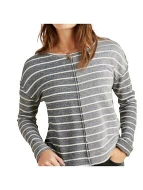 Anthropologie Devin Textured Sweatshirt Toned Grey Striped Sweater sz medium